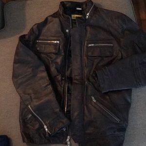 Analog leather biker jacket